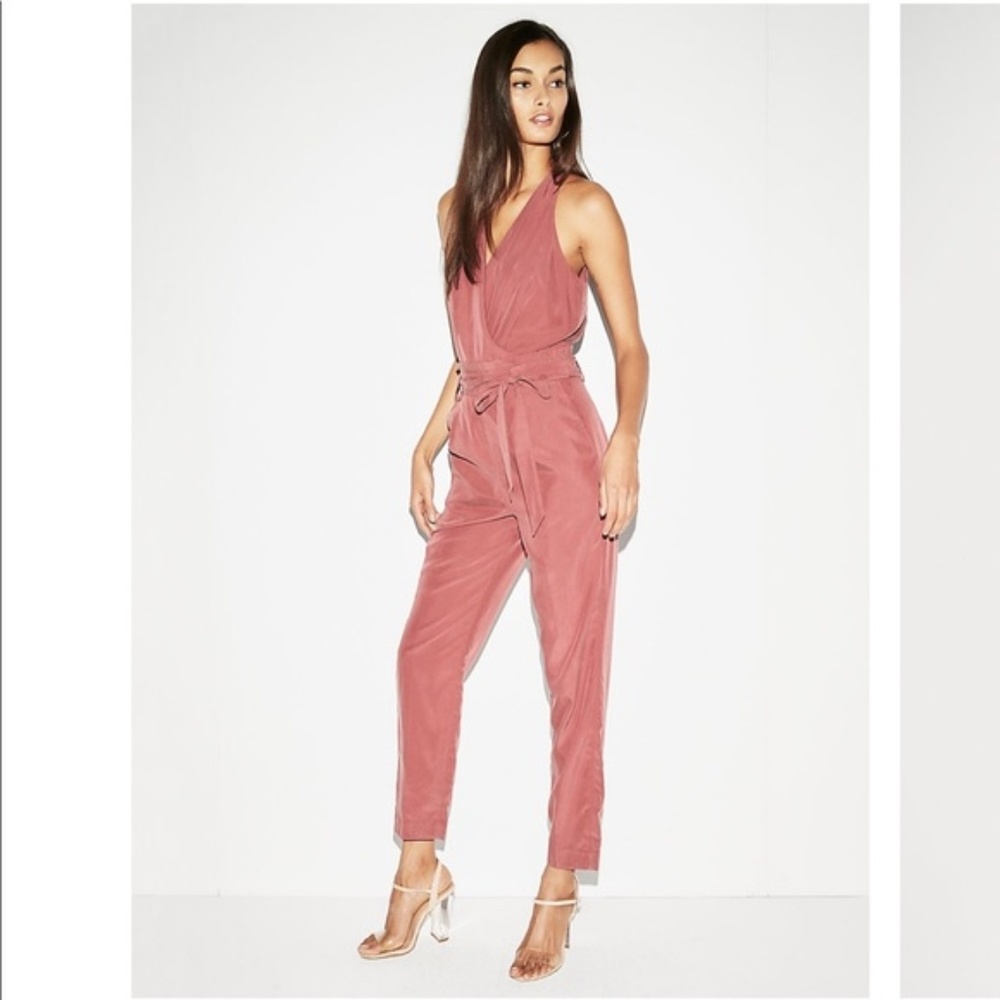Midnight Rust Belted Surplice Jumpsuit